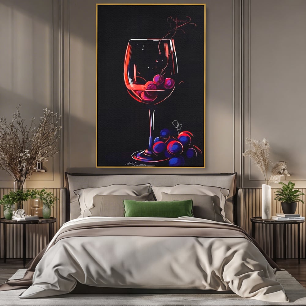 Tablou Canvas Premium LuxCanva® A1534, Pahar Cu Vin , Room, Struguri, Pahar, Fructe, Restaurant, Culori Vibrante