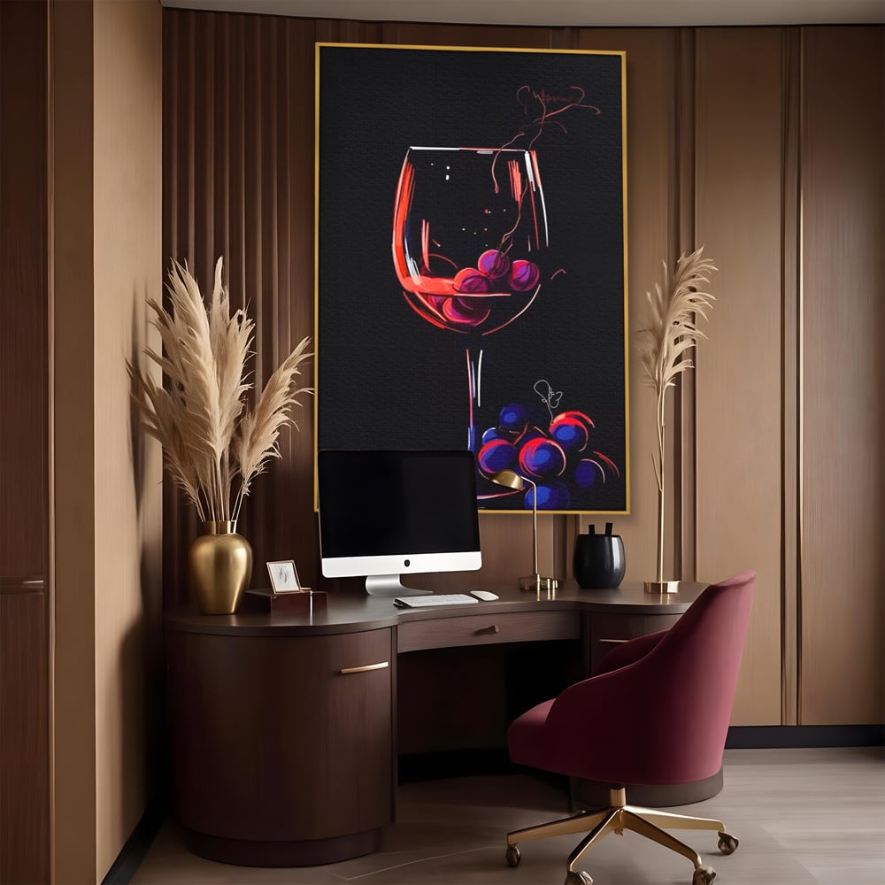 Tablou Canvas Premium LuxCanva® A1534, Pahar Cu Vin , Room, Struguri, Pahar, Fructe, Restaurant, Culori Vibrante