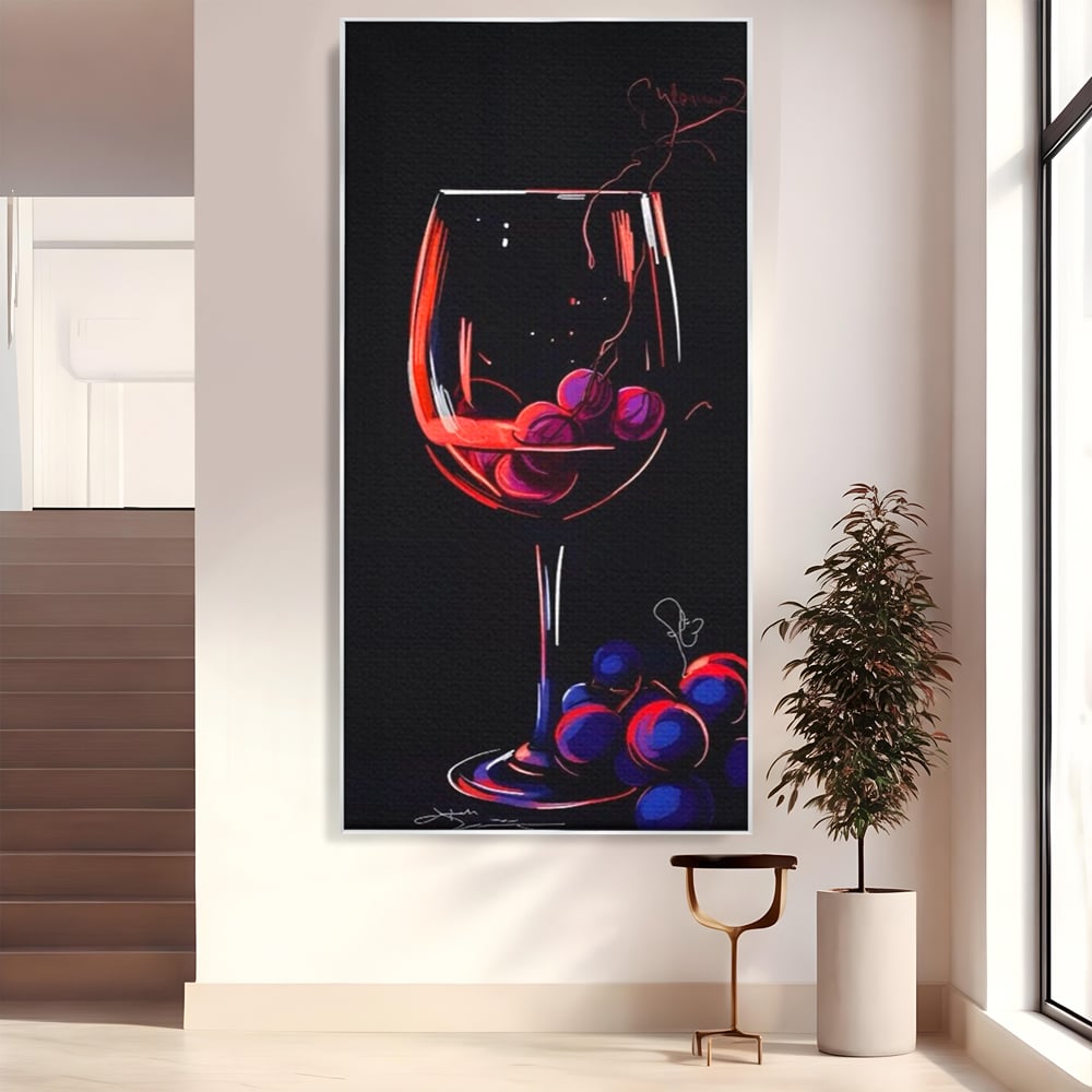 Tablou Canvas Premium LuxCanva® A1534, Pahar Cu Vin , Room, Struguri, Pahar, Fructe, Restaurant, Culori Vibrante