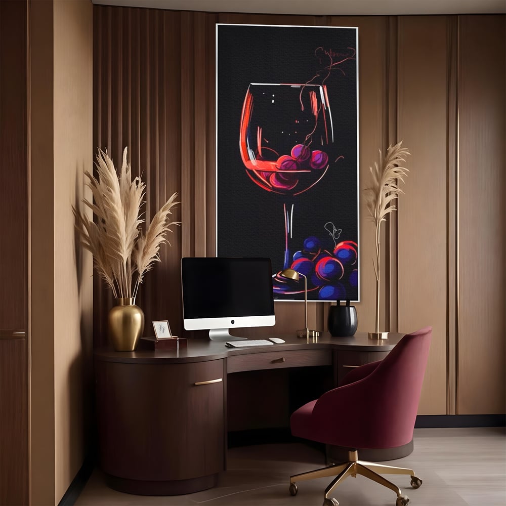 Tablou Canvas Premium LuxCanva® A1534, Pahar Cu Vin , Room, Struguri, Pahar, Fructe, Restaurant, Culori Vibrante