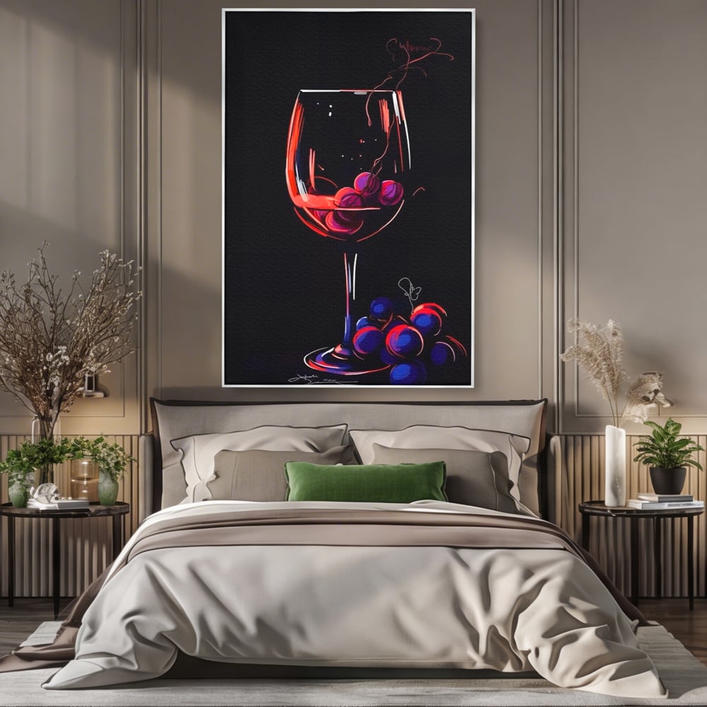 Tablou Canvas Premium LuxCanva® A1534, Pahar Cu Vin , Room, Struguri, Pahar, Fructe, Restaurant, Culori Vibrante