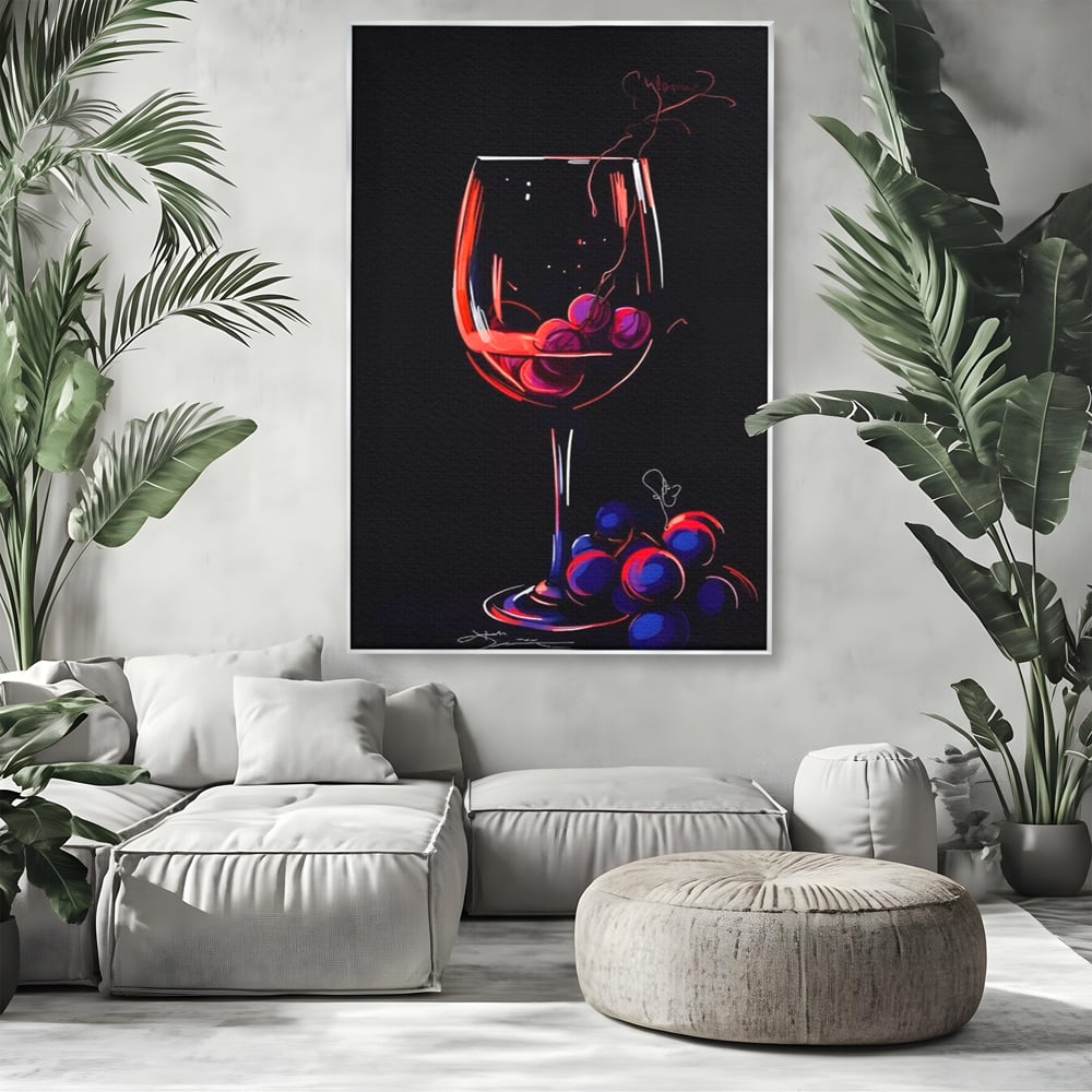 Tablou Canvas Premium LuxCanva® A1534, Pahar Cu Vin , Room, Struguri, Pahar, Fructe, Restaurant, Culori Vibrante