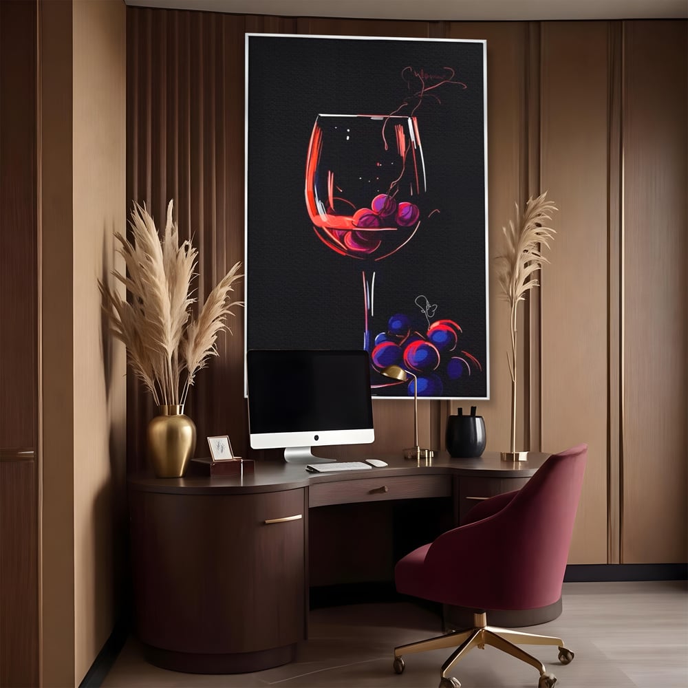 Tablou Canvas Premium LuxCanva® A1534, Pahar Cu Vin , Room, Struguri, Pahar, Fructe, Restaurant, Culori Vibrante