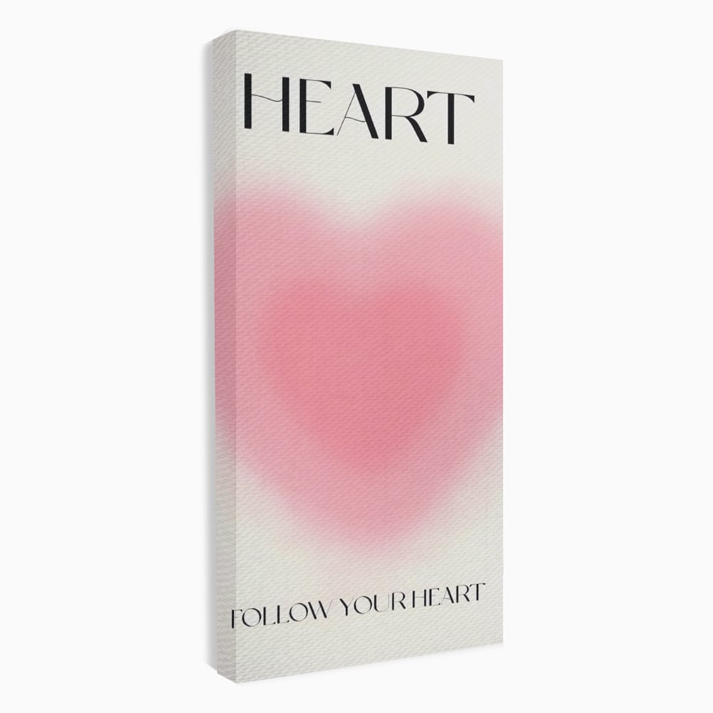 Tablou Canvas Premium LuxCanva® A1535, Follow Your Heart , Room, Inima, Roz, Iubire, Decorativ, Culori Vibrante