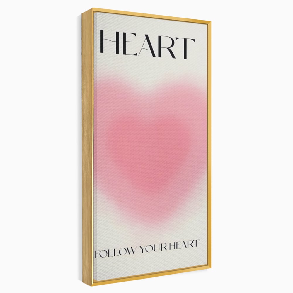 Tablou Canvas Premium LuxCanva® A1535, Follow Your Heart , Room, Inima, Roz, Iubire, Decorativ, Culori Vibrante