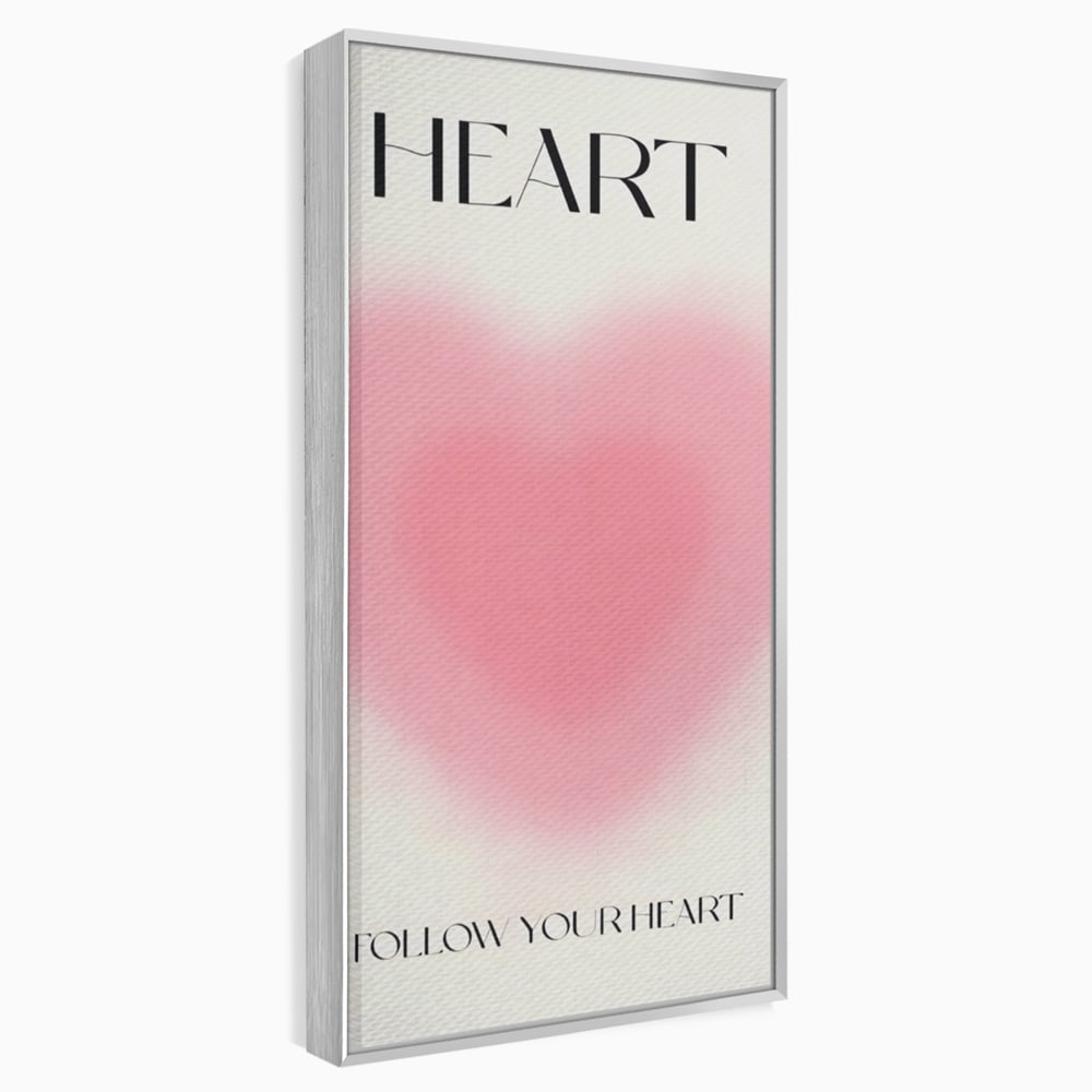 Tablou Canvas Premium LuxCanva® A1535, Follow Your Heart , Room, Inima, Roz, Iubire, Decorativ, Culori Vibrante