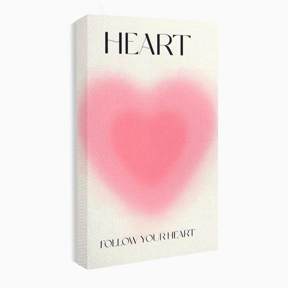 Tablou Canvas Premium LuxCanva® A1535, Follow Your Heart , Room, Inima, Roz, Iubire, Decorativ, Culori Vibrante