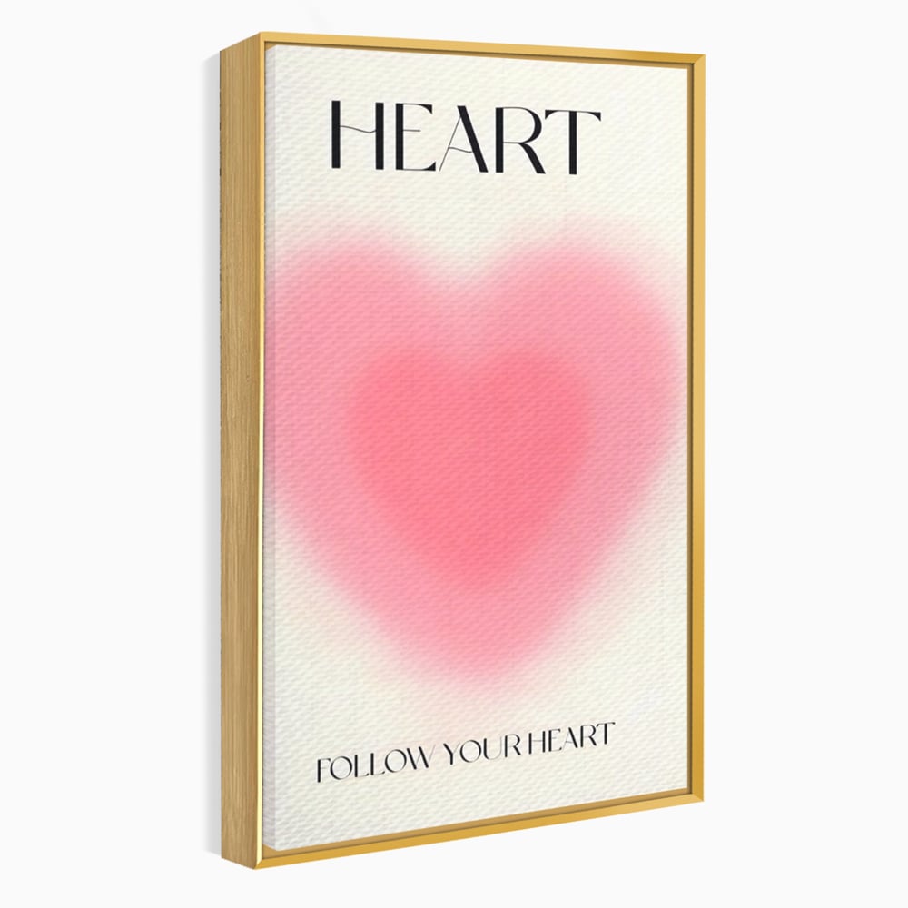 Tablou Canvas Premium LuxCanva® A1535, Follow Your Heart , Room, Inima, Roz, Iubire, Decorativ, Culori Vibrante