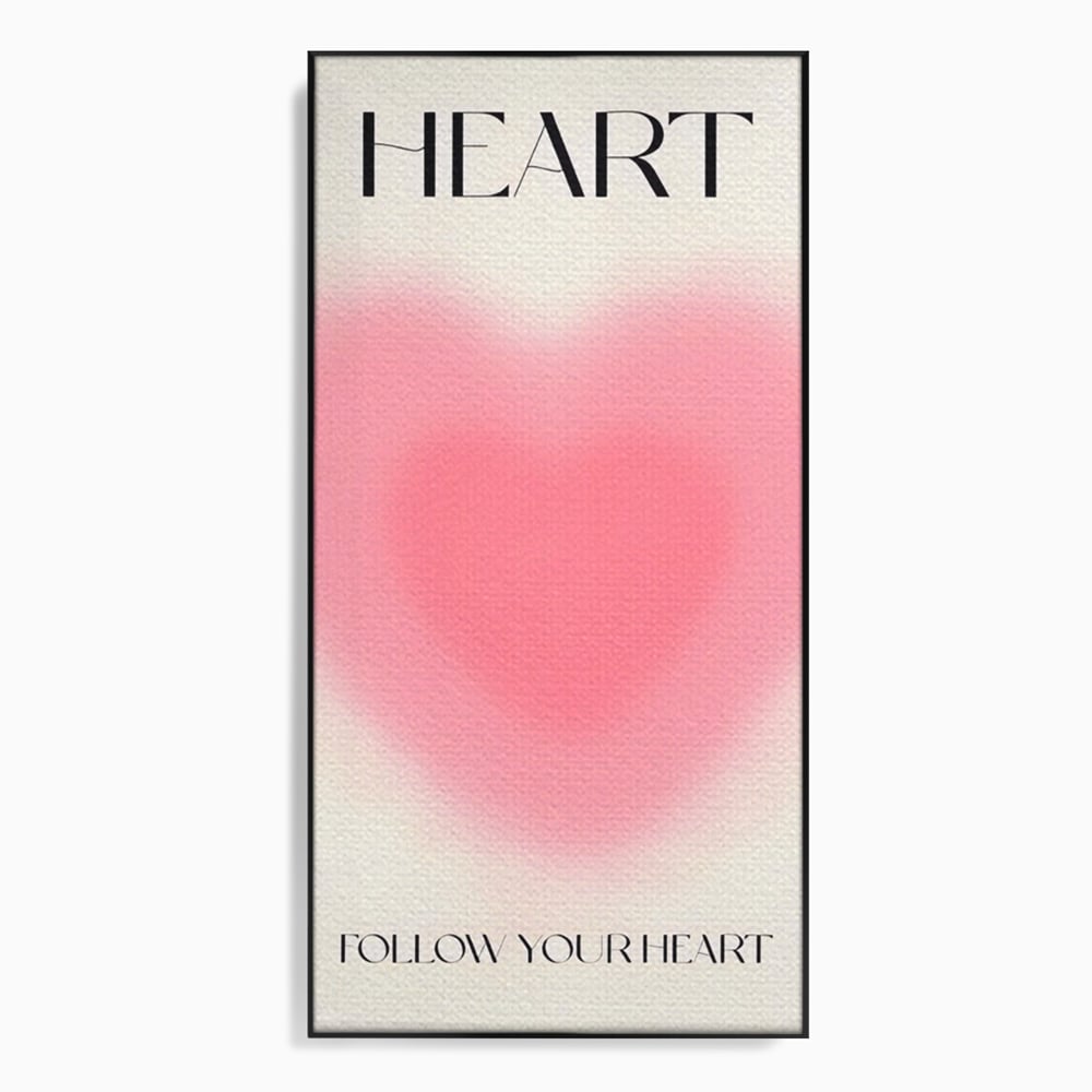 Tablou Canvas Premium LuxCanva® A1535, Follow Your Heart , Room, Inima, Roz, Iubire, Decorativ, Culori Vibrante