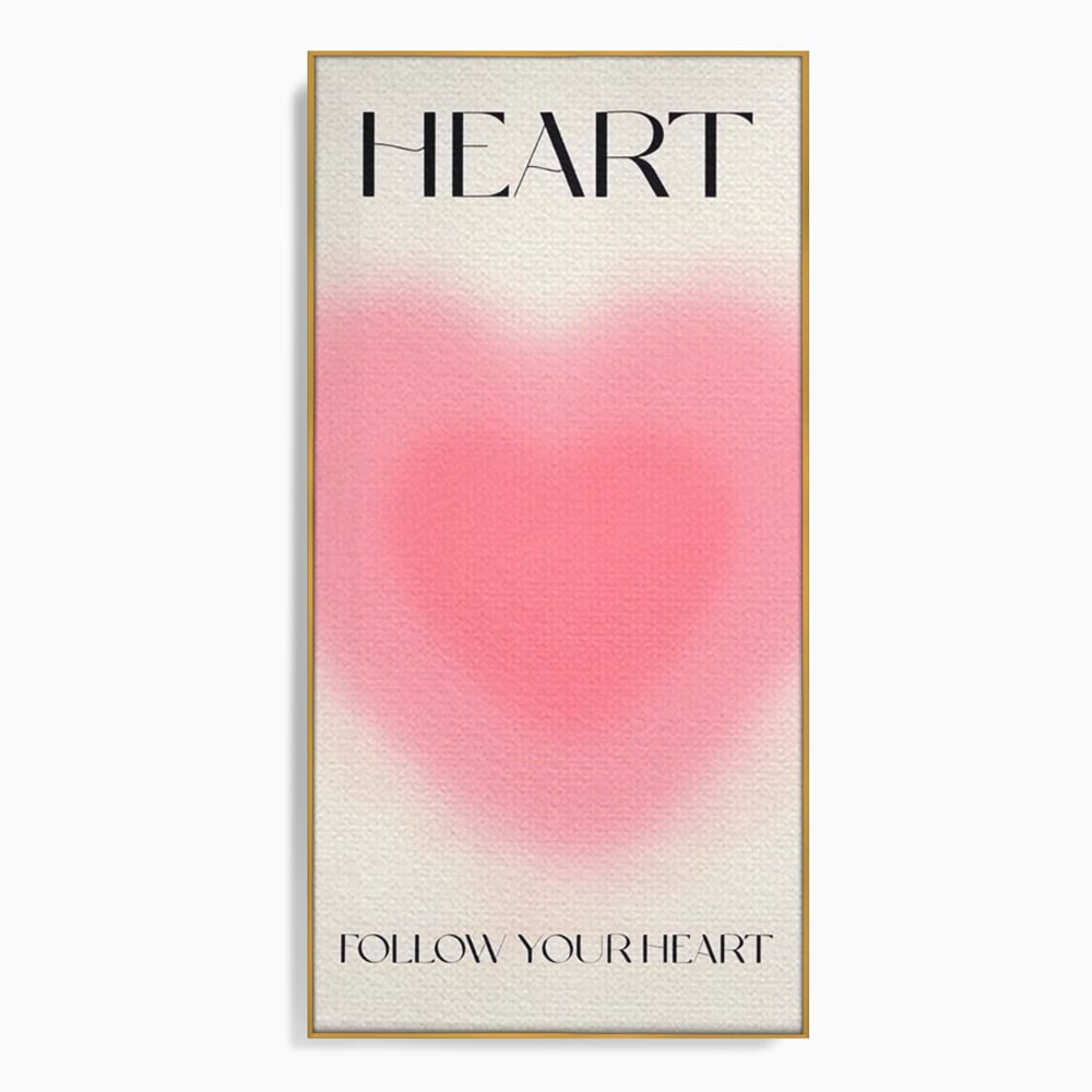 Tablou Canvas Premium LuxCanva® A1535, Follow Your Heart , Room, Inima, Roz, Iubire, Decorativ, Culori Vibrante