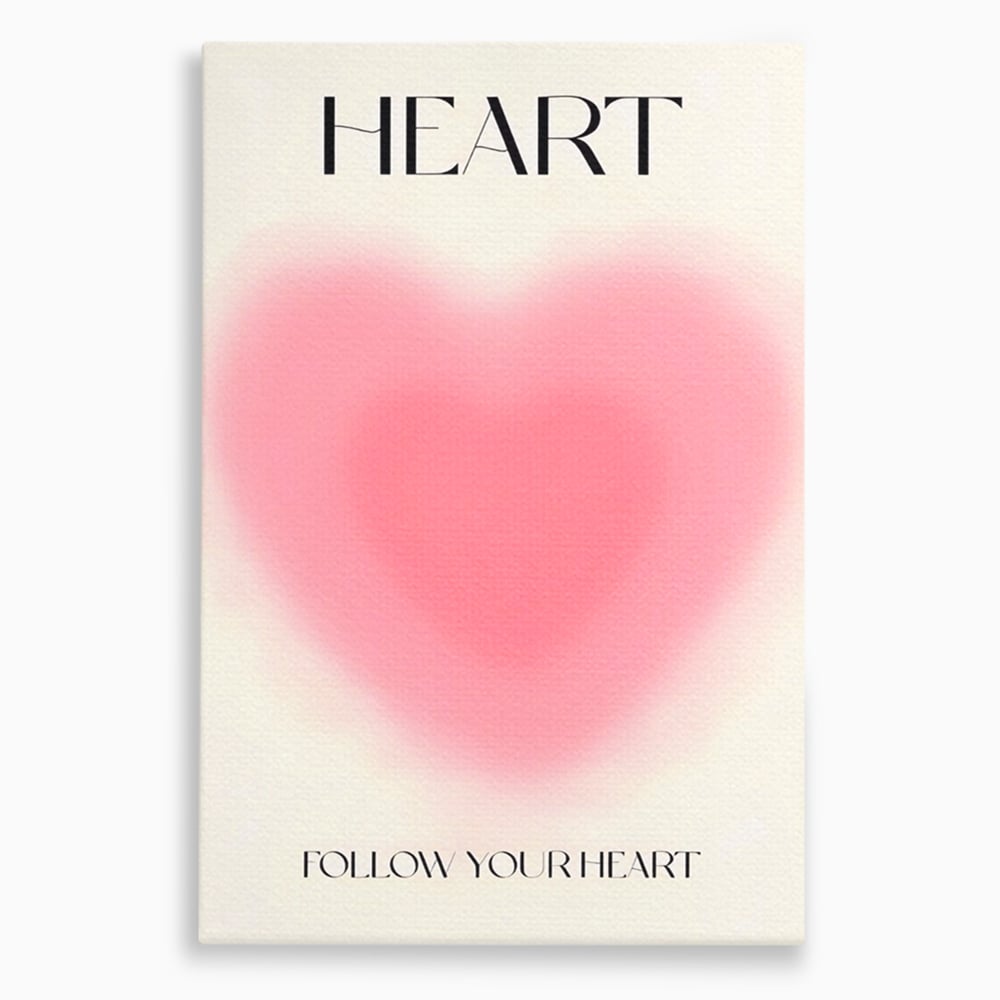 Tablou Canvas Premium LuxCanva® A1535, Follow Your Heart , Room, Inima, Roz, Iubire, Decorativ, Culori Vibrante