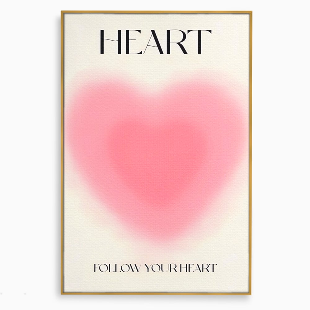 Tablou Canvas Premium LuxCanva® A1535, Follow Your Heart , Room, Inima, Roz, Iubire, Decorativ, Culori Vibrante