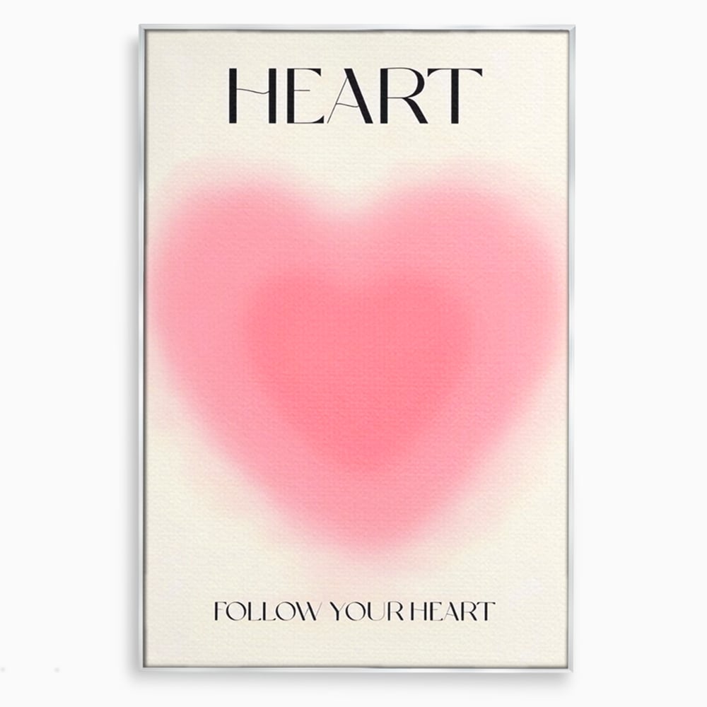 Tablou Canvas Premium LuxCanva® A1535, Follow Your Heart , Room, Inima, Roz, Iubire, Decorativ, Culori Vibrante
