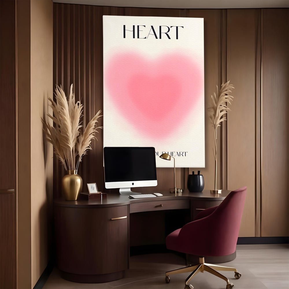 Tablou Canvas Premium LuxCanva® A1535, Follow Your Heart , Room, Inima, Roz, Iubire, Decorativ, Culori Vibrante
