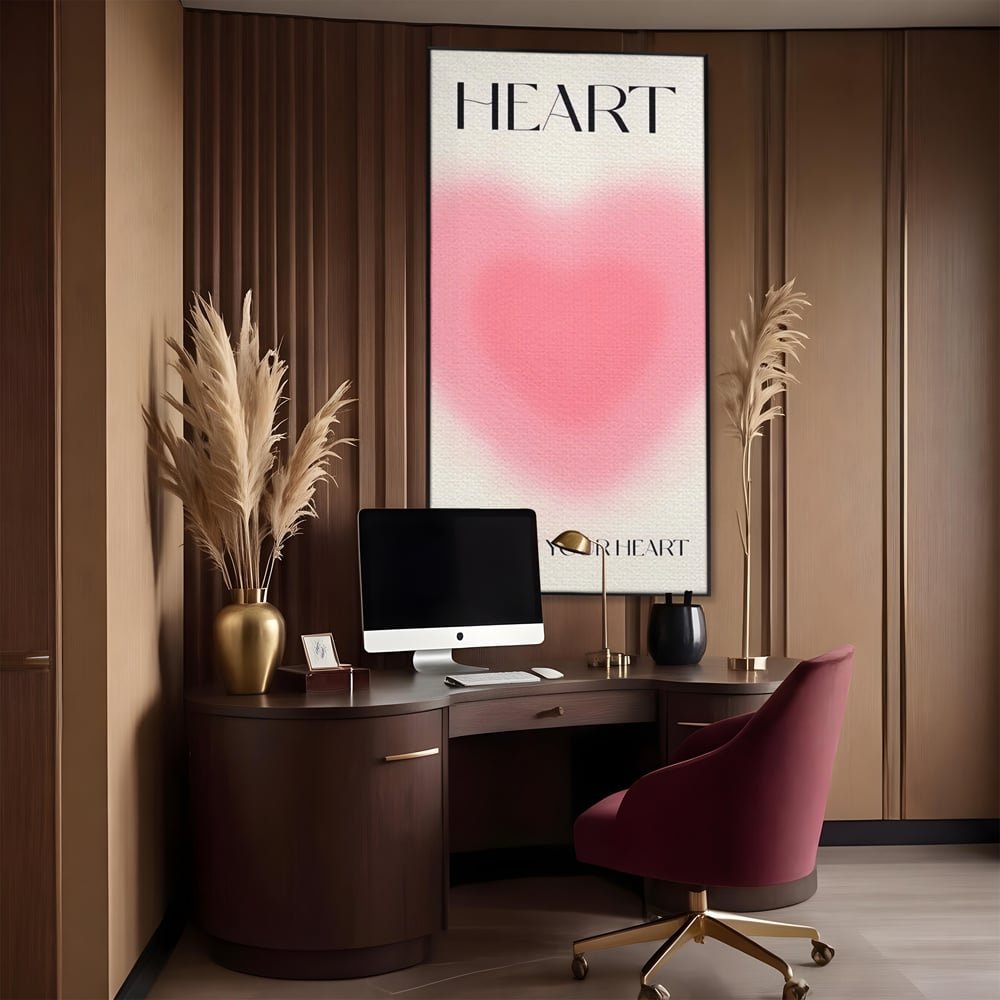 Tablou Canvas Premium LuxCanva® A1535, Follow Your Heart , Room, Inima, Roz, Iubire, Decorativ, Culori Vibrante
