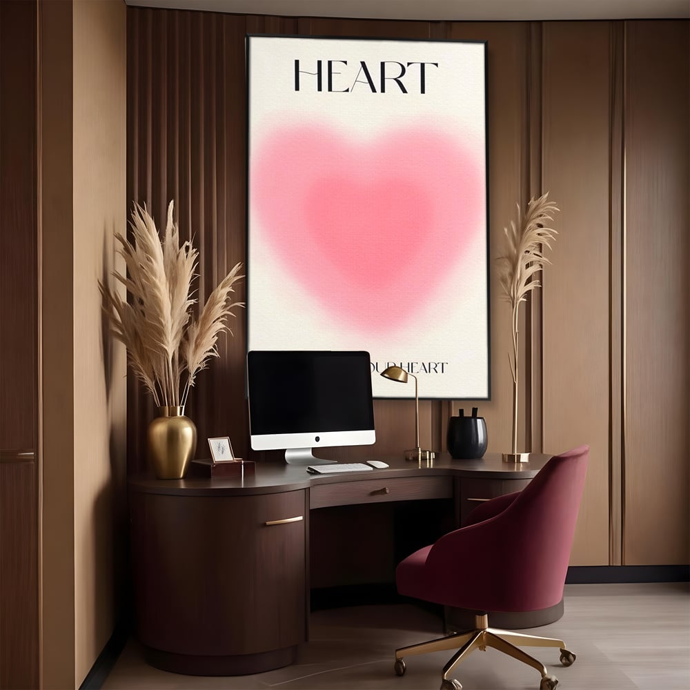 Tablou Canvas Premium LuxCanva® A1535, Follow Your Heart , Room, Inima, Roz, Iubire, Decorativ, Culori Vibrante