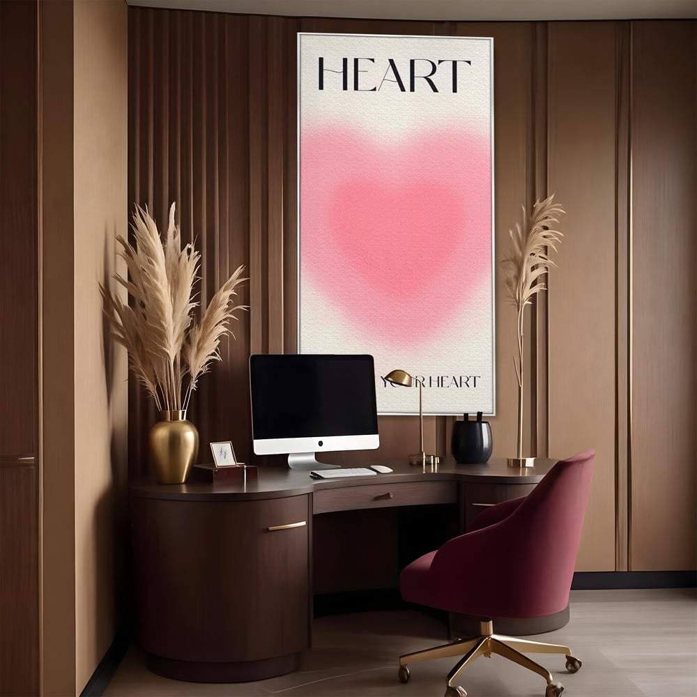 Tablou Canvas Premium LuxCanva® A1535, Follow Your Heart , Room, Inima, Roz, Iubire, Decorativ, Culori Vibrante