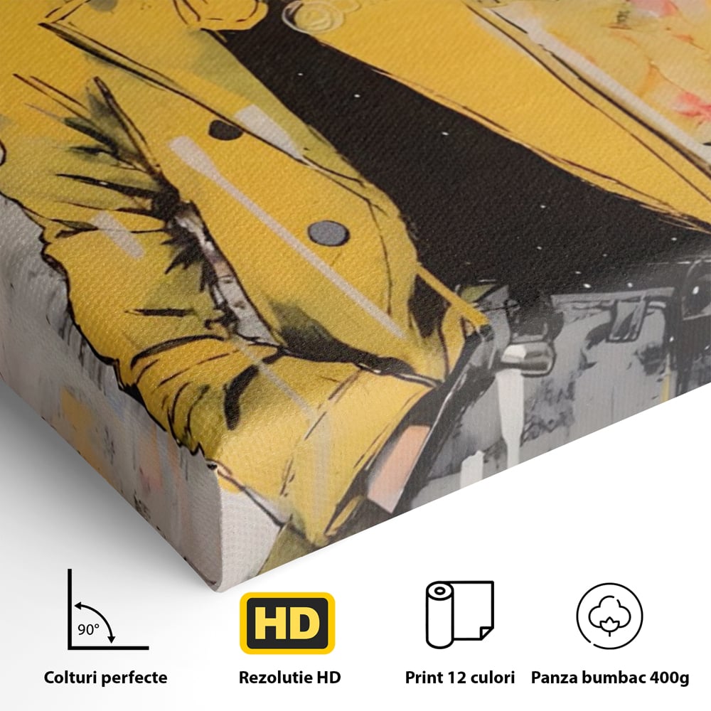 Tablou Canvas Premium LuxCanva® A1536, Yellow Style , Dressing, Femeie, Moda, Ochelari De Soare, Decorativ, Culori Vibrante