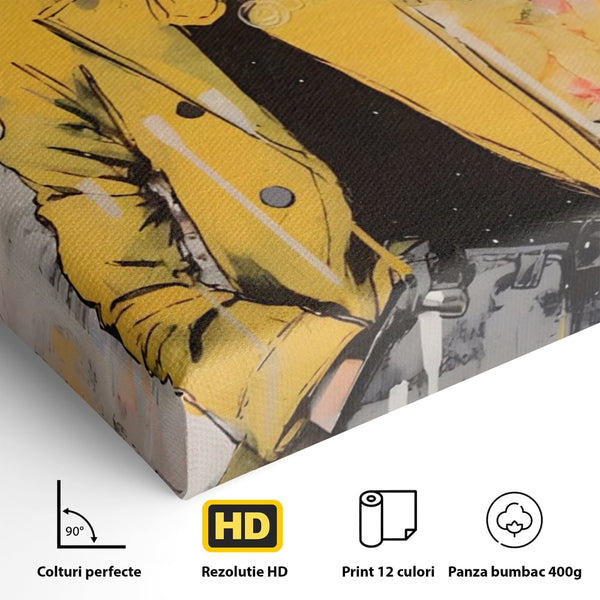 Tablou Canvas Premium LuxCanva® A1536, Yellow Style , Dressing, Femeie, Moda, Ochelari De Soare, Decorativ, Culori Vibrante