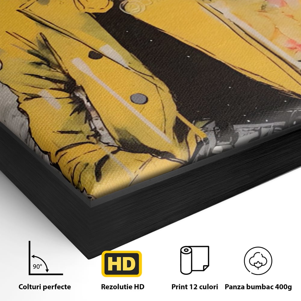 Tablou Canvas Premium LuxCanva® A1536, Yellow Style , Dressing, Femeie, Moda, Ochelari De Soare, Decorativ, Culori Vibrante