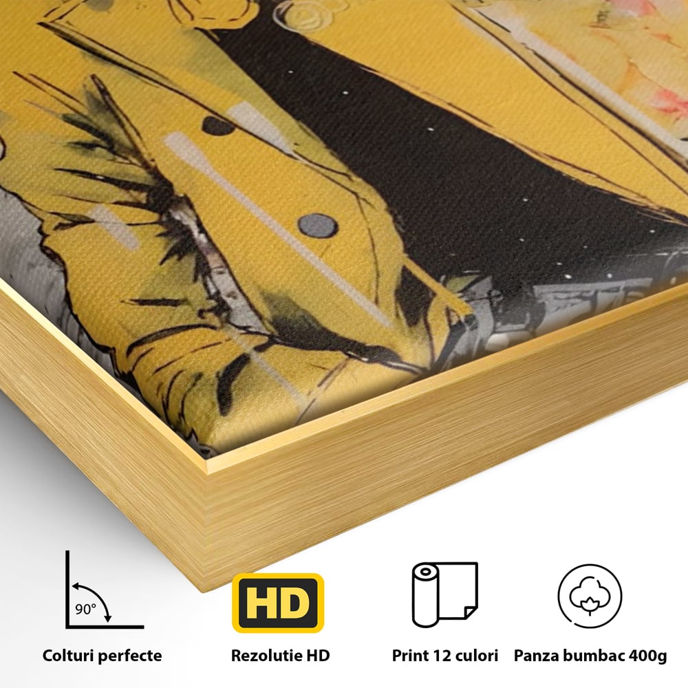 Tablou Canvas Premium LuxCanva® A1536, Yellow Style , Dressing, Femeie, Moda, Ochelari De Soare, Decorativ, Culori Vibrante