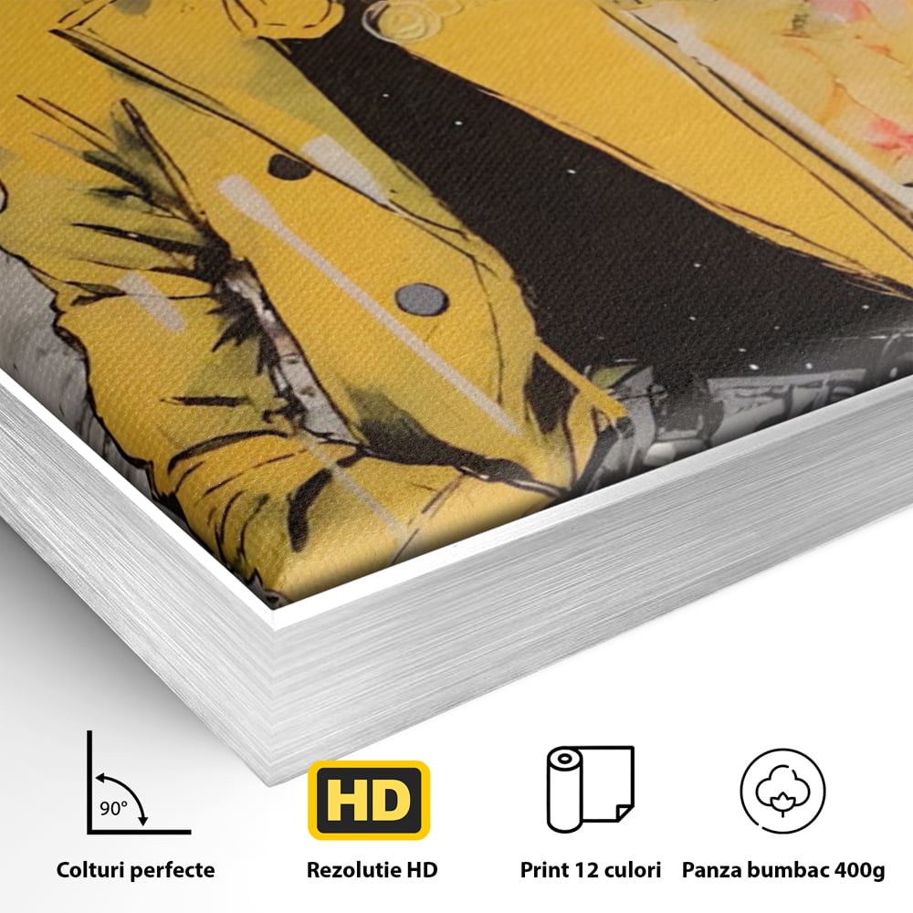 Tablou Canvas Premium LuxCanva® A1536, Yellow Style , Dressing, Femeie, Moda, Ochelari De Soare, Decorativ, Culori Vibrante