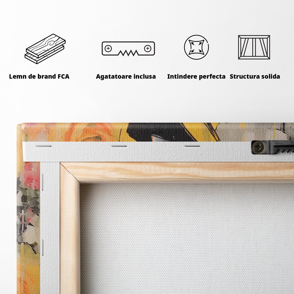 Tablou Canvas Premium LuxCanva® A1536, Yellow Style , Dressing, Femeie, Moda, Ochelari De Soare, Decorativ, Culori Vibrante