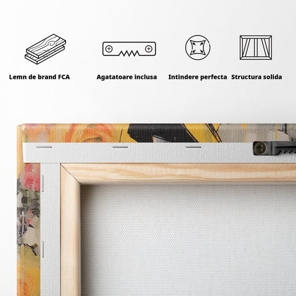 Tablou Canvas Premium LuxCanva® A1536, Yellow Style , Dressing, Femeie, Moda, Ochelari De Soare, Decorativ, Culori Vibrante