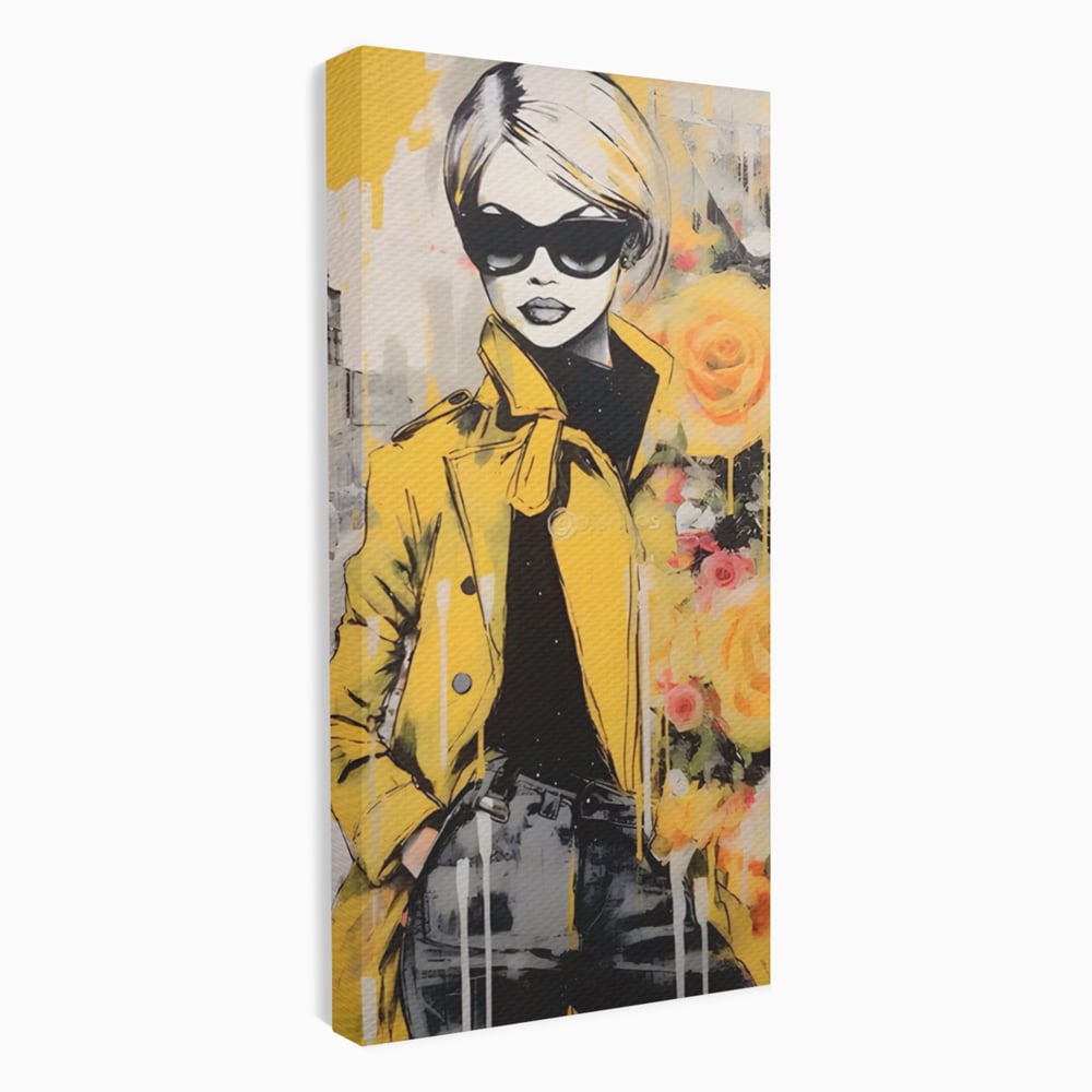 Tablou Canvas Premium LuxCanva® A1536, Yellow Style , Dressing, Femeie, Moda, Ochelari De Soare, Decorativ, Culori Vibrante