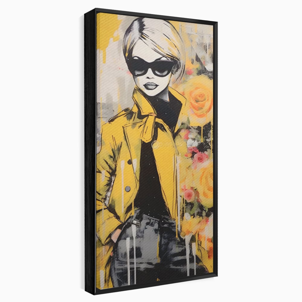 Tablou Canvas Premium LuxCanva® A1536, Yellow Style , Dressing, Femeie, Moda, Ochelari De Soare, Decorativ, Culori Vibrante