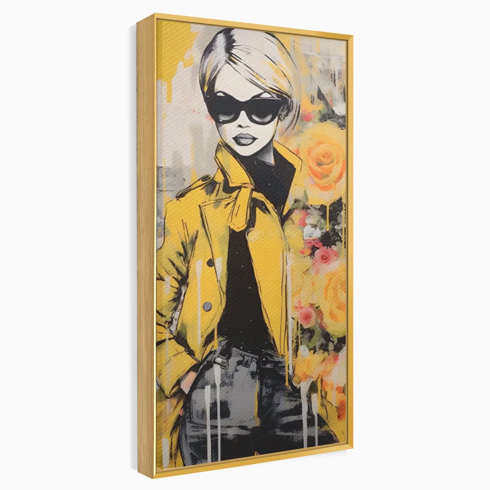 Tablou Canvas Premium LuxCanva® A1536, Yellow Style , Dressing, Femeie, Moda, Ochelari De Soare, Decorativ, Culori Vibrante