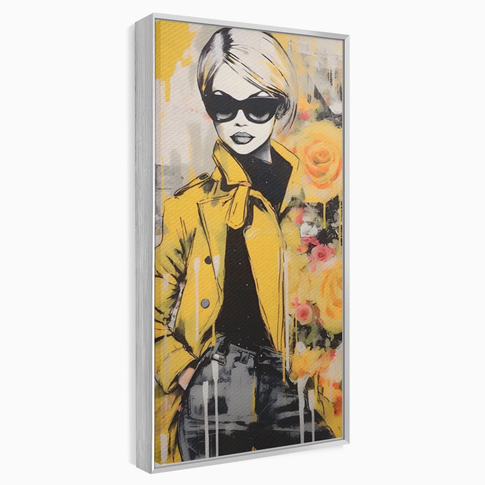 Tablou Canvas Premium LuxCanva® A1536, Yellow Style , Dressing, Femeie, Moda, Ochelari De Soare, Decorativ, Culori Vibrante