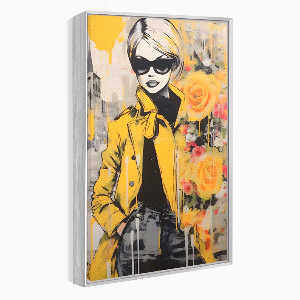 Tablou Canvas Premium LuxCanva® A1536, Yellow Style , Dressing, Femeie, Moda, Ochelari De Soare, Decorativ, Culori Vibrante