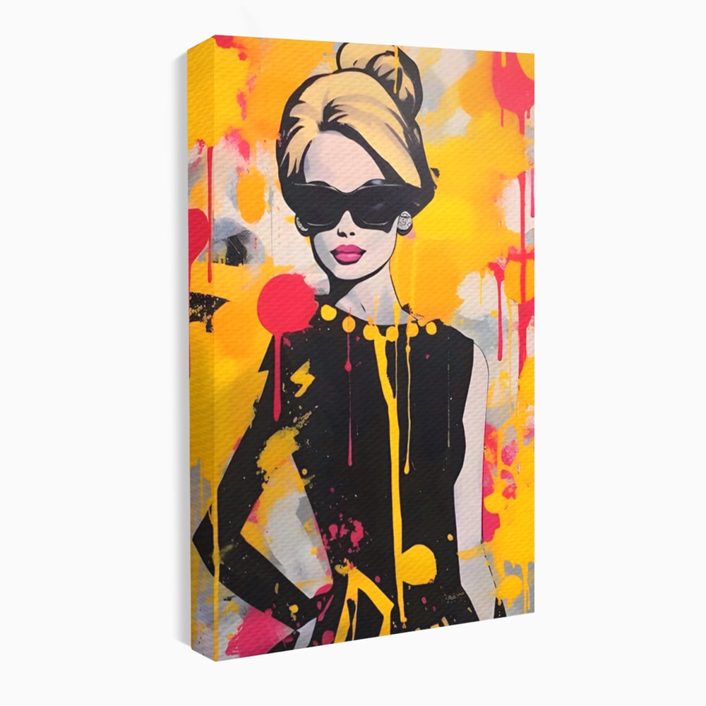 Tablou Canvas Premium LuxCanva® A1537, Model Art , Dressing, Femeie, Sexi, Moda, Ochelari, Decorativ, Culori Vibrante