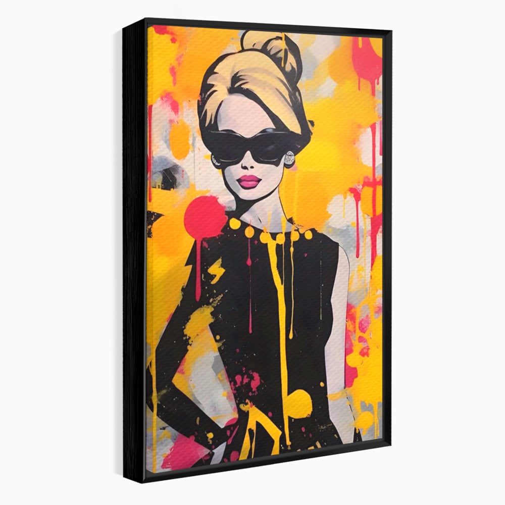 Tablou Canvas Premium LuxCanva® A1537, Model Art , Dressing, Femeie, Sexi, Moda, Ochelari, Decorativ, Culori Vibrante