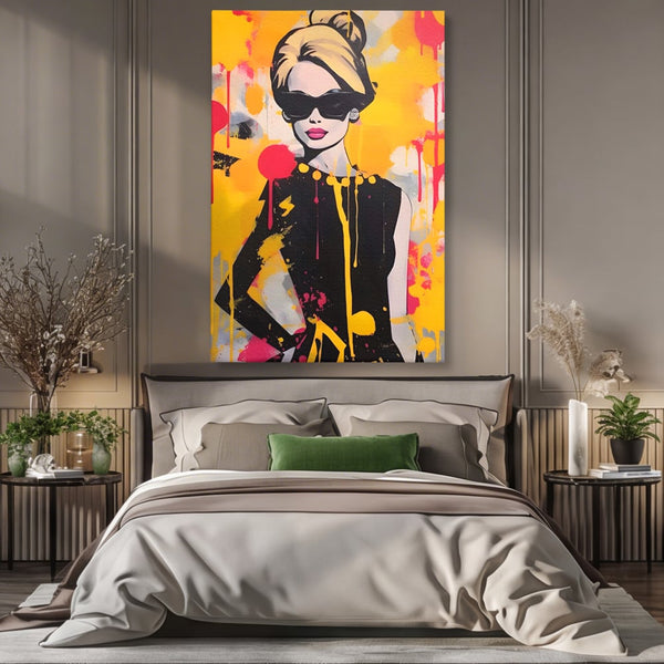 Tablou Canvas Premium LuxCanva® A1537, Model Art , Dressing, Femeie, Sexi, Moda, Ochelari, Decorativ, Culori Vibrante