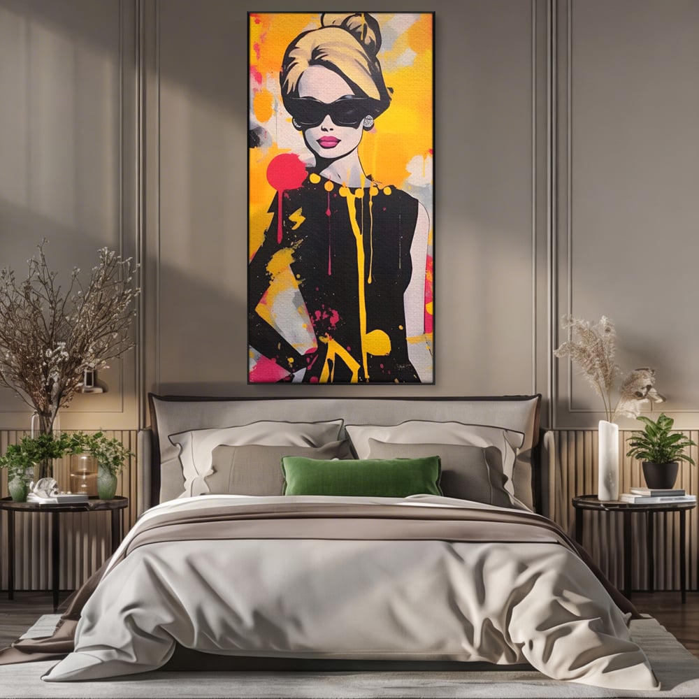Tablou Canvas Premium LuxCanva® A1537, Model Art , Dressing, Femeie, Sexi, Moda, Ochelari, Decorativ, Culori Vibrante