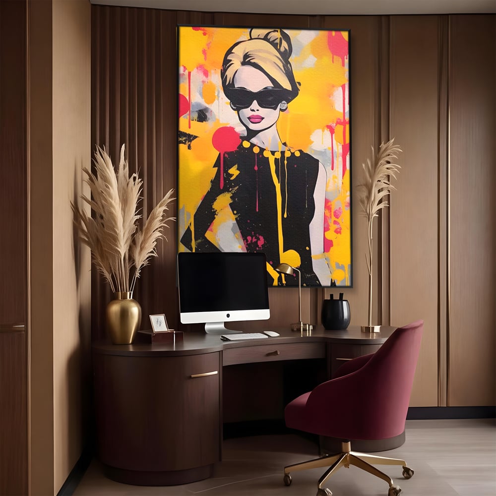 Tablou Canvas Premium LuxCanva® A1537, Model Art , Dressing, Femeie, Sexi, Moda, Ochelari, Decorativ, Culori Vibrante
