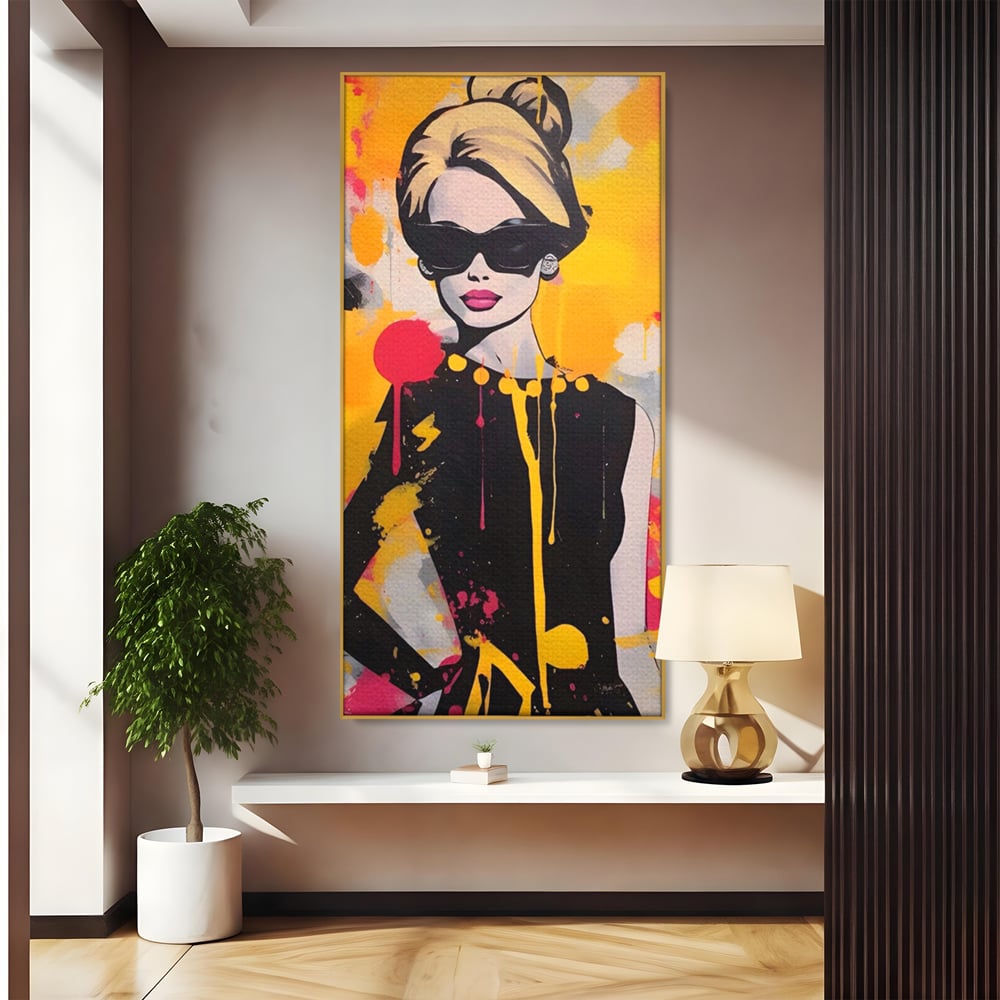 Tablou Canvas Premium LuxCanva® A1537, Model Art , Dressing, Femeie, Sexi, Moda, Ochelari, Decorativ, Culori Vibrante