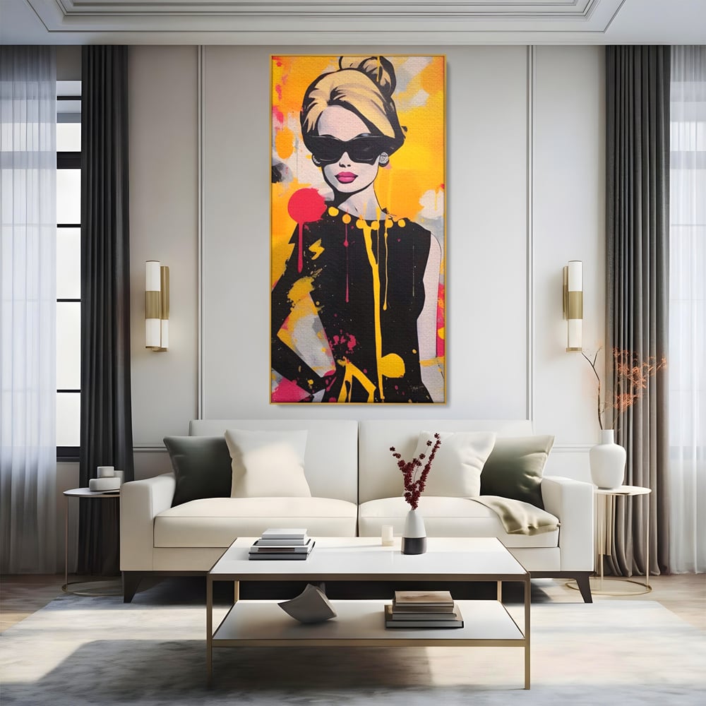 Tablou Canvas Premium LuxCanva® A1537, Model Art , Dressing, Femeie, Sexi, Moda, Ochelari, Decorativ, Culori Vibrante