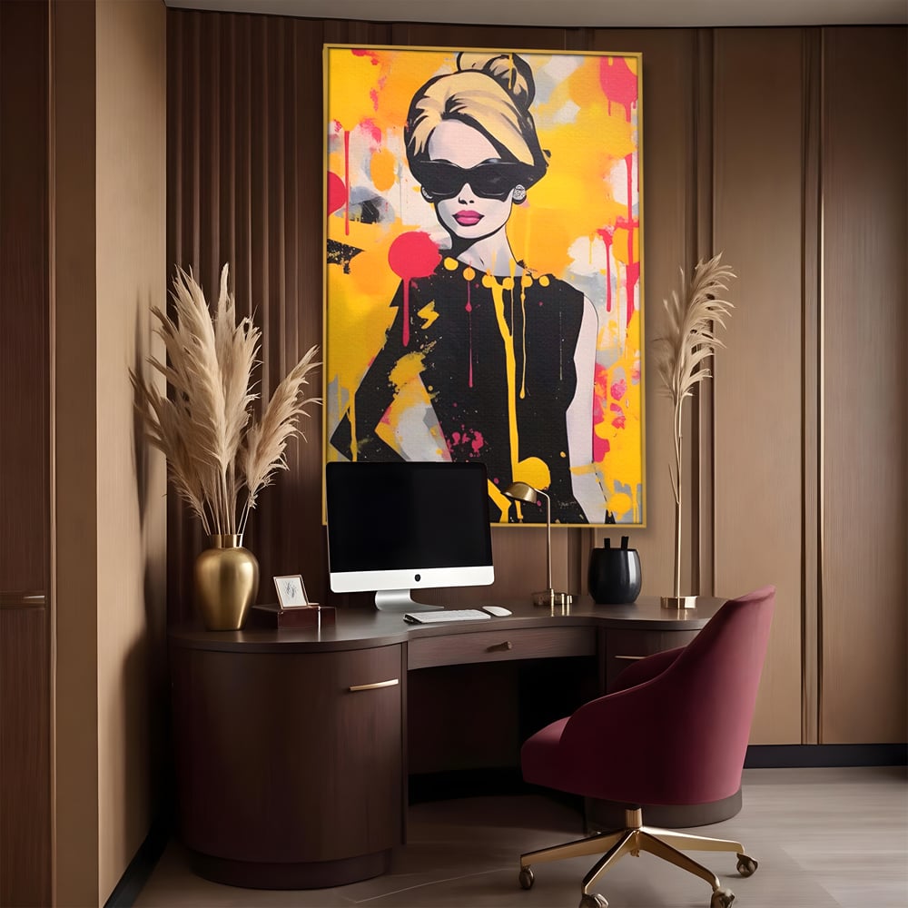 Tablou Canvas Premium LuxCanva® A1537, Model Art , Dressing, Femeie, Sexi, Moda, Ochelari, Decorativ, Culori Vibrante