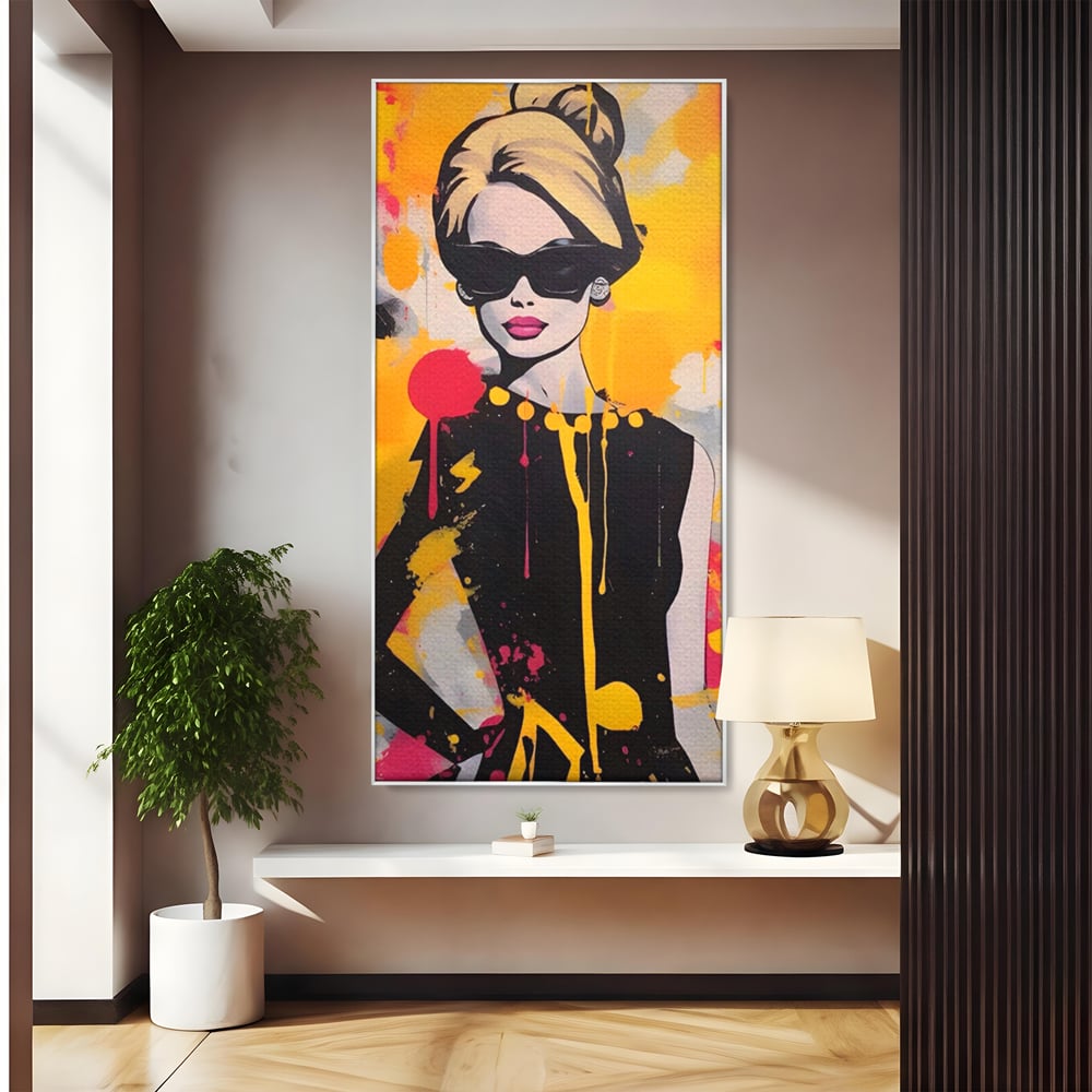 Tablou Canvas Premium LuxCanva® A1537, Model Art , Dressing, Femeie, Sexi, Moda, Ochelari, Decorativ, Culori Vibrante