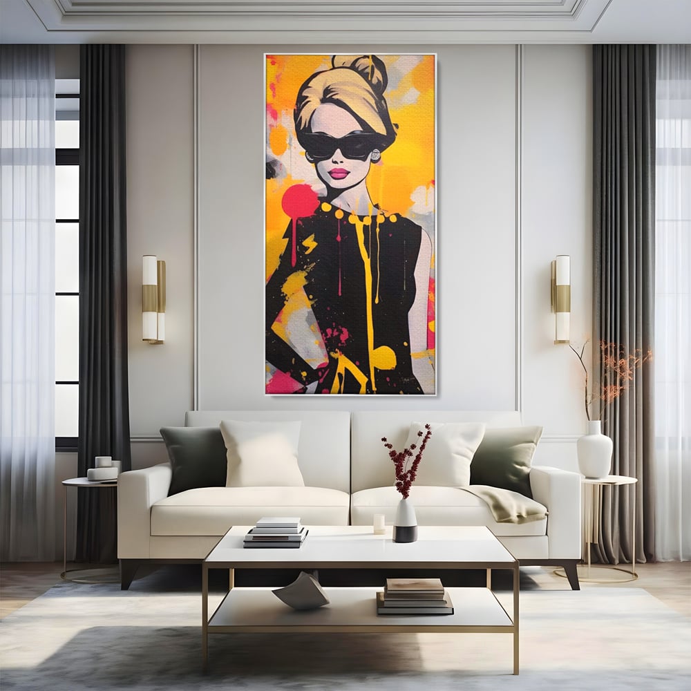 Tablou Canvas Premium LuxCanva® A1537, Model Art , Dressing, Femeie, Sexi, Moda, Ochelari, Decorativ, Culori Vibrante
