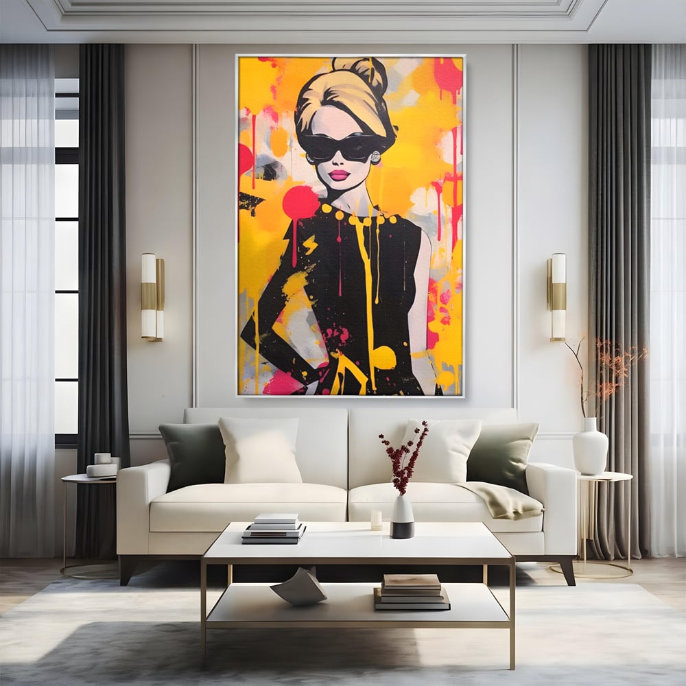 Tablou Canvas Premium LuxCanva® A1537, Model Art , Dressing, Femeie, Sexi, Moda, Ochelari, Decorativ, Culori Vibrante