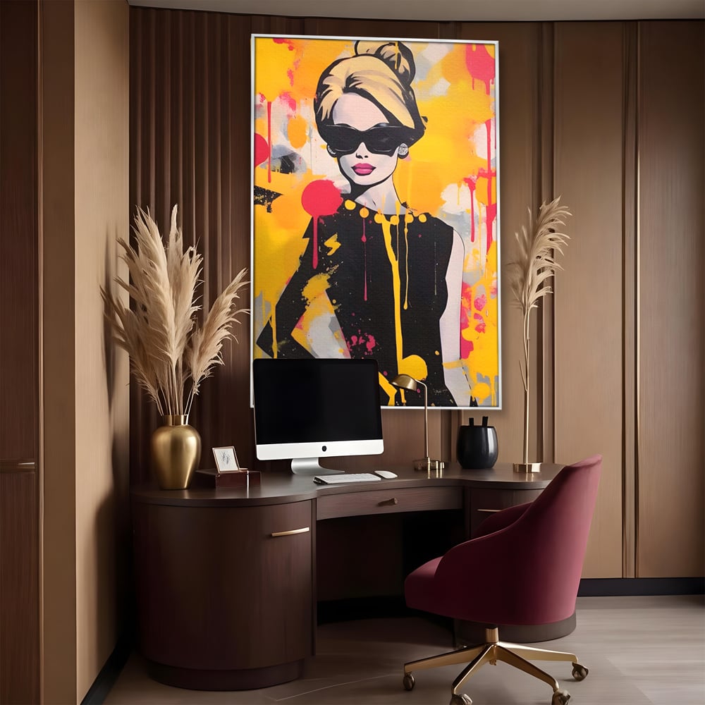 Tablou Canvas Premium LuxCanva® A1537, Model Art , Dressing, Femeie, Sexi, Moda, Ochelari, Decorativ, Culori Vibrante