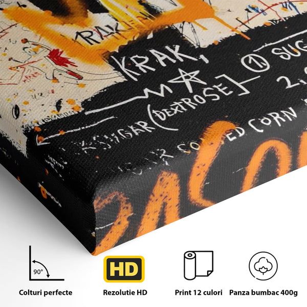 Leinwandbilder Premium LuxCanva® A1538, SAMO Basquiat , Spiel, Graffiti, Kunst, Jean Michel, Cartoon, Wohnen, Lebendige Farben
