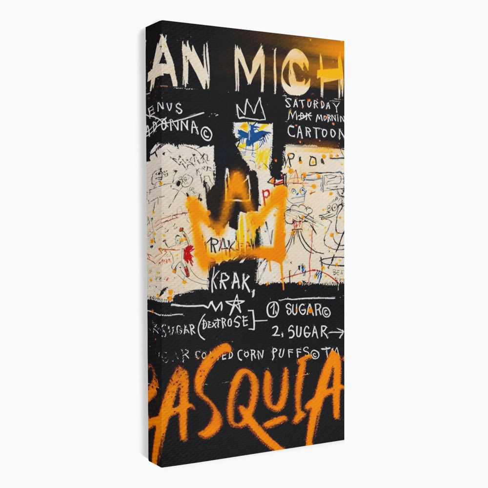 Leinwandbilder Premium LuxCanva® A1538, SAMO Basquiat , Spiel, Graffiti, Kunst, Jean Michel, Cartoon, Wohnen, Lebendige Farben