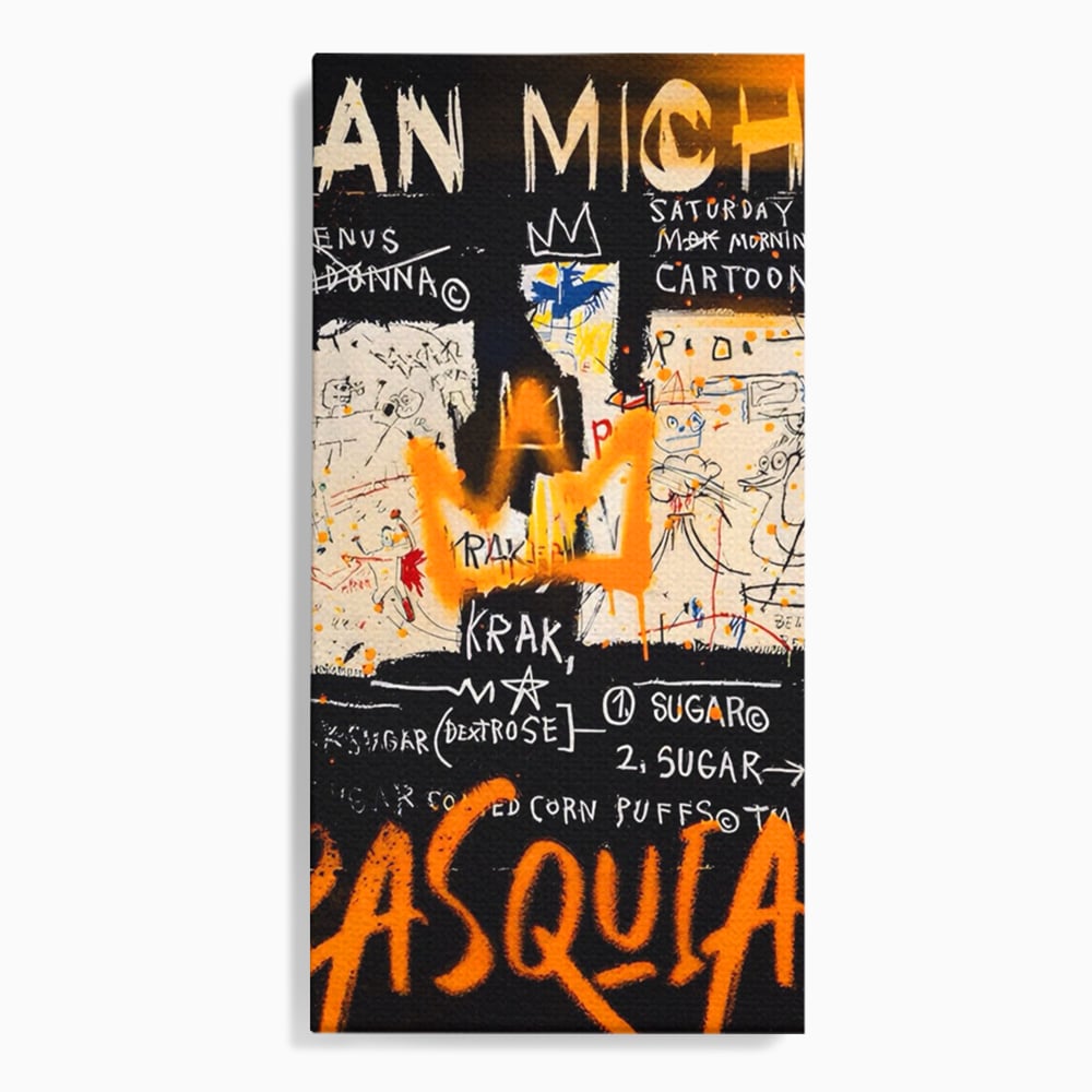 Leinwandbilder Premium LuxCanva® A1538, SAMO Basquiat , Spiel, Graffiti, Kunst, Jean Michel, Cartoon, Wohnen, Lebendige Farben