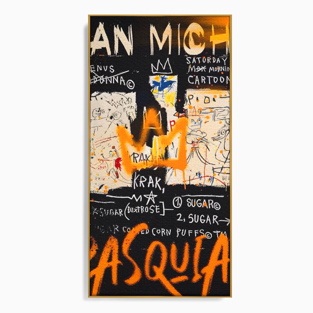 Leinwandbilder Premium LuxCanva® A1538, SAMO Basquiat , Spiel, Graffiti, Kunst, Jean Michel, Cartoon, Wohnen, Lebendige Farben