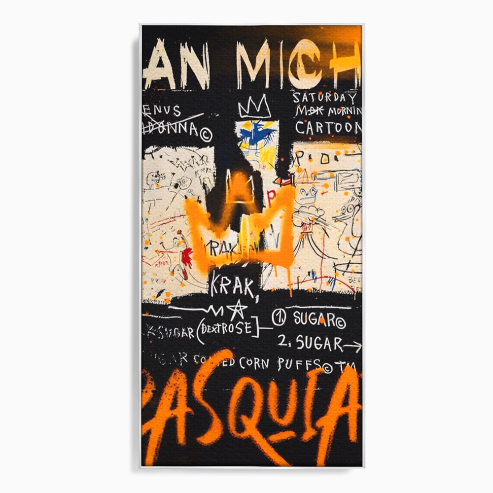 Leinwandbilder Premium LuxCanva® A1538, SAMO Basquiat , Spiel, Graffiti, Kunst, Jean Michel, Cartoon, Wohnen, Lebendige Farben